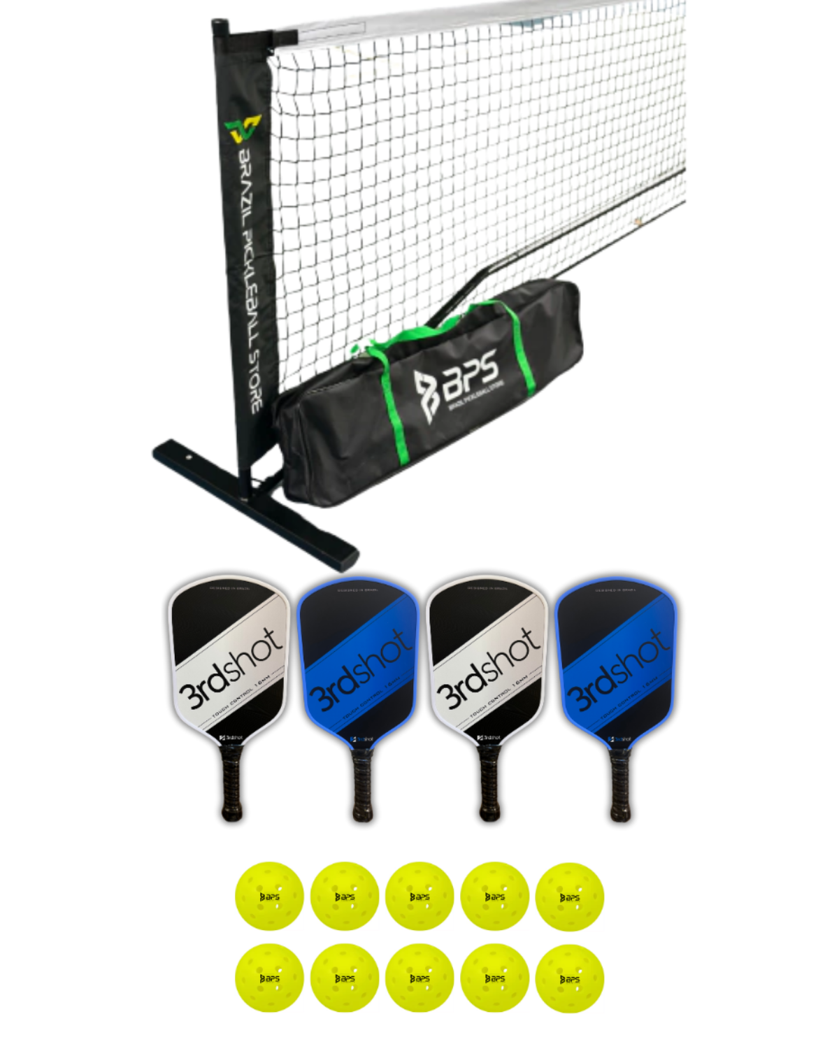Kit Start - Rede Portátil + 4 Raquetes 3rdshot Touch Control + 10 Bolas