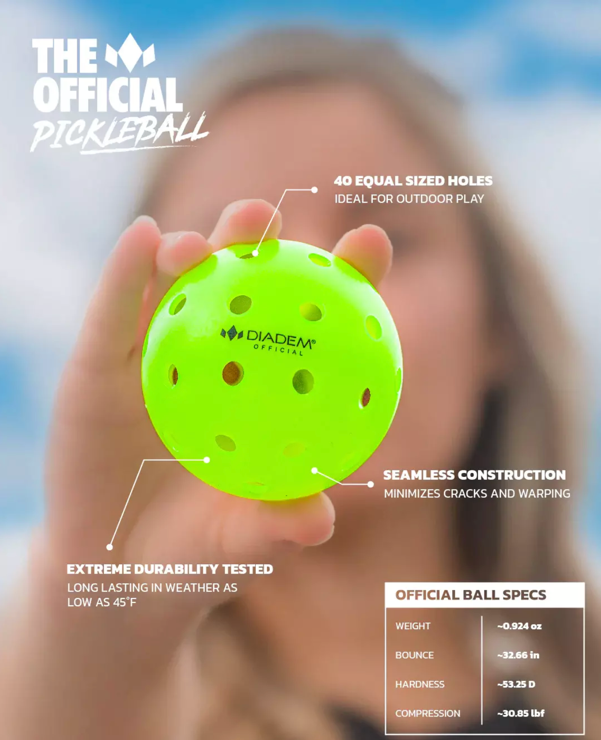 Bola Diadem Pickleball - Premier Power - 3 Bolas